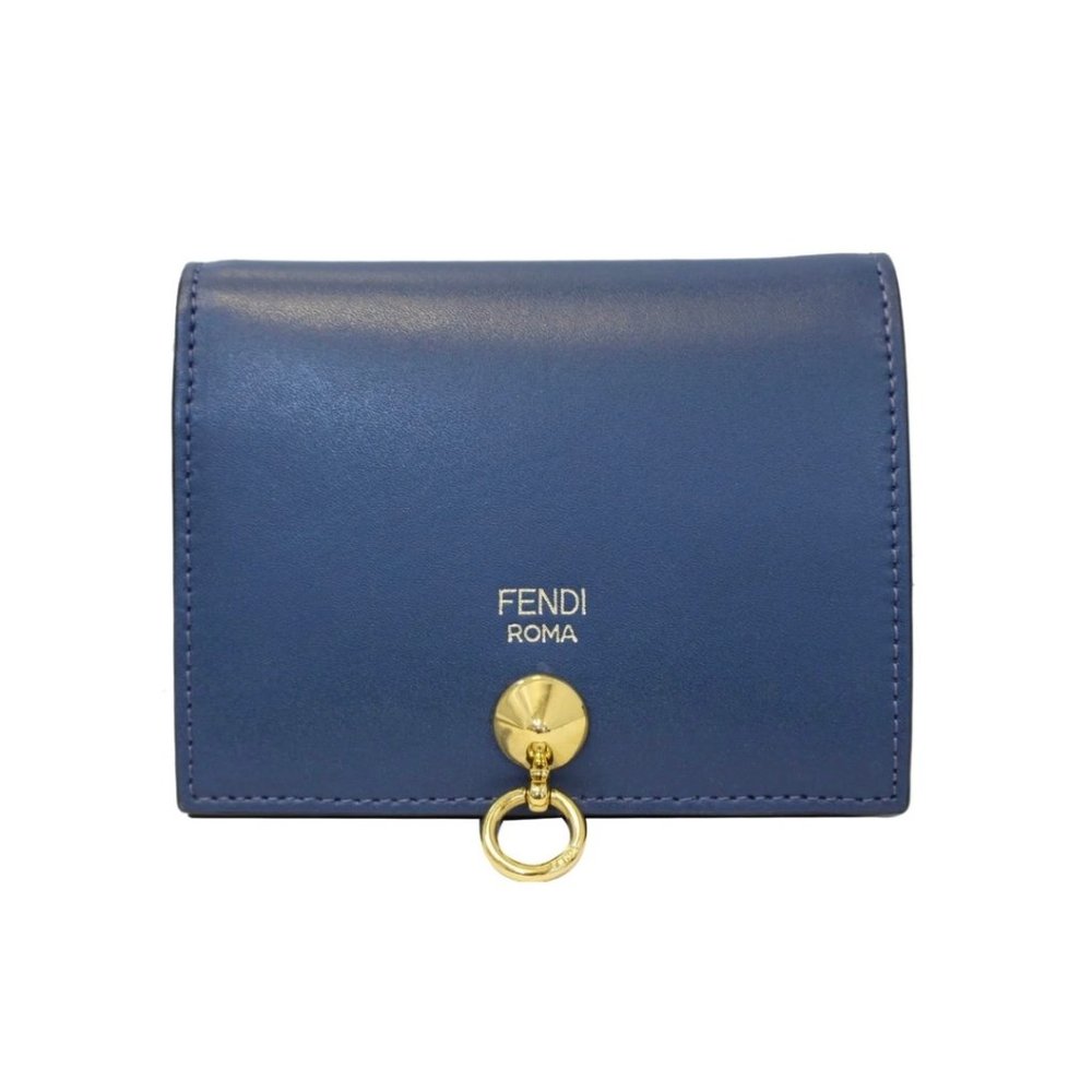 Fendi | Vitello Liberty By the Way Balena Bi-Fold Leather Wallet Blue